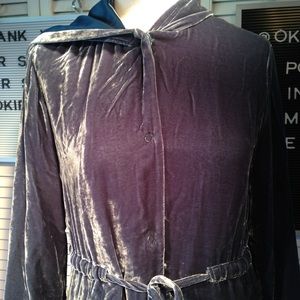 J.jill soft velvet jacket with hood turquoise blue